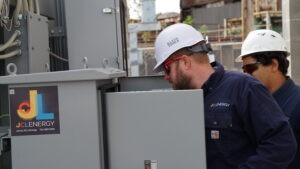 Two JCL Field Service experts working on a substation in Pennsylvania.